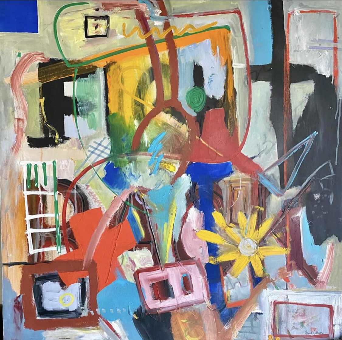 Abstract Painting by Gould Allison ( 1931 - 2015 ) titled Fight Back.
