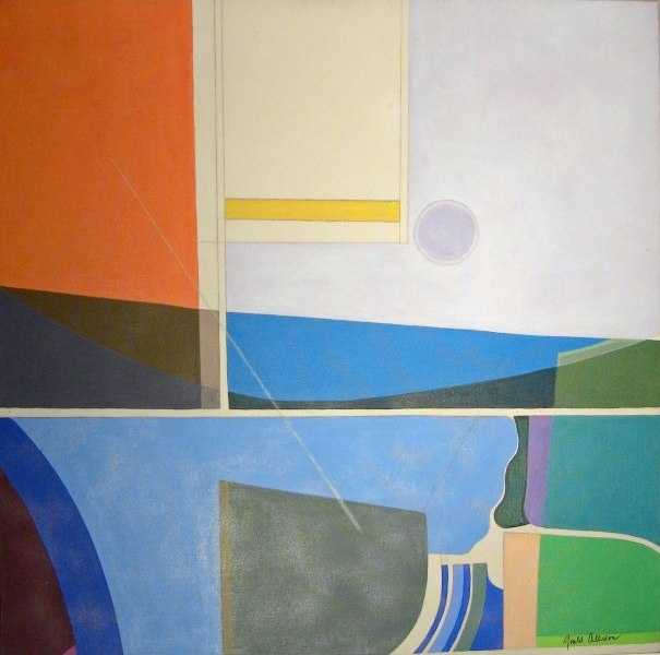 Abstract Painting by Gould Allison ( 1931 - 2015 ) titled Circle Enigma.