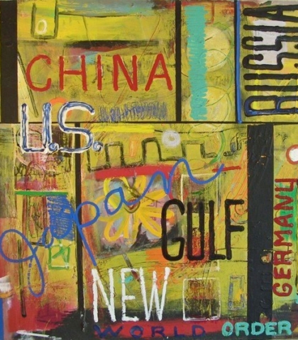 New World Order by Gould Allison ( 1931 - 2015 ) Abstract Painting by Gould Allison ( 1931 - 2015 ) titled New World Order